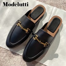 New Spring Summer Fashion Buckle Design Genuine Leather Missed Heel Flat Shoes L - £145.02 GBP