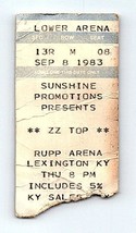 Zz Top Concert Ticket Stub Septembre 8 1983 Lexington Kentucky - £39.41 GBP