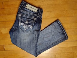 Rock Revival Sora Easy Capri Jeans Distressed Embellished Sequin Size 27 - £19.95 GBP