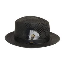 Men's Bruno Capelo Genuine Straw Hat Fedora Geneva Panama GA626 Black image 3