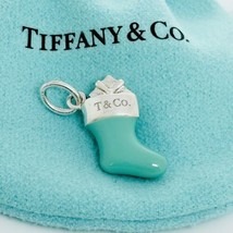 Tiffany &amp; Co Christmas Stocking Sock Charm in Blue Enamel and Silver - £501.44 GBP