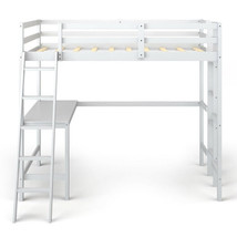 Twin Size Loft Bed Frame with Desk Angled and Built-in Ladder-White - Co... - $9,391.37 MXN