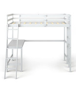 Twin Size Loft Bed Frame with Desk Angled and Built-in Ladder-White - Co... - $9,314.83 MXN