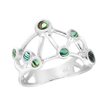 Constellation of Connected Stars Rainbow Abalone Sterling Silver Ring - 7 - £10.49 GBP