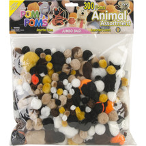 Pom Poms Assorted 300/Pkg Animal - £20.45 GBP