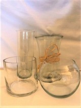 4 Clear Glass Vases - £31.97 GBP