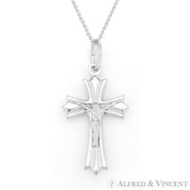 Cross Charm Jesus Pendant .925 Sterling Silver Medieval Crucifix Chain Necklace - £11.41 GBP+