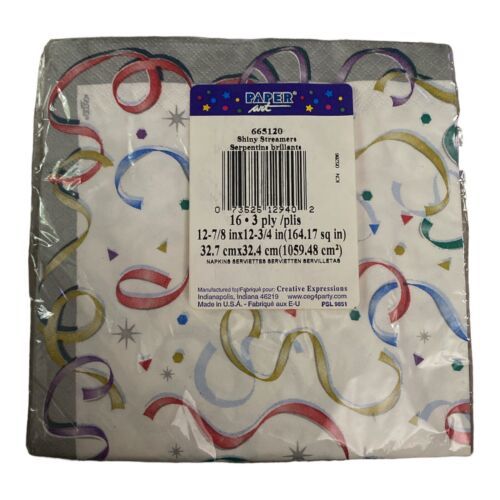 Paper Art Shiny Streamers Party Celebration Luncheon Napkins (16) *New - $5.00