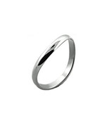 Curved Thumb Finger Silver Tone Stainless Steel Men Unisex 3mm Band Ring - £11.00 GBP