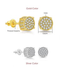 Rock hip hop iced out stud earring for men male ice studded zircon gold color piercing thumb200
