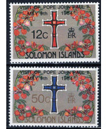 ZAYIX Solomon Islands 519-520 MNH Ovpt Flowers Visit Pope John Paul II 0... - £1.17 GBP