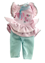 Doll Outfit Pink Heart Top and One Piece Blue Halter Ruffled Sleeves - $14.25