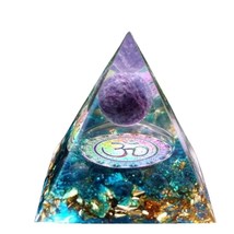 Hand Made Om Amethyst and Quartz Stone Pyramid for Good Luck Positive En... - $24.74
