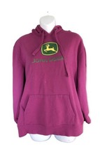 John Deere Hoodie Womens Large Hot Pink Logo Graphic Hooded Pullover Swe... - $16.02