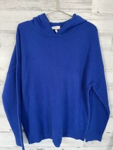Reiss Hooded Sweater Royal Blue Large Merino Wool Extra Fine Unisex Hoodie - £34.42 GBP