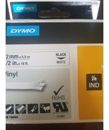 Genuine Dymo 18444 Rhino IND Vinyl Label Tape Black on White 12mm 1/2&quot; - $567.28 MXN