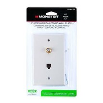 Monster Cable Phone/Coax Combo Wall Plate 4 Conductor Ivory Carded - $35.59