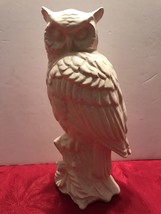 Vintage Ceramic Great Horned Owl Figurine Off-White 10.25 In Tall Japan VGPC - £23.36 GBP