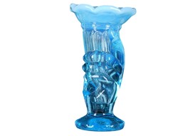 1950's Fenton Miniature Blue opalescent hand vase - $39.60