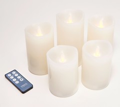 Mikasa S/5 Assorted Flameless Blow Out Candles with Remote in White - £42.14 GBP