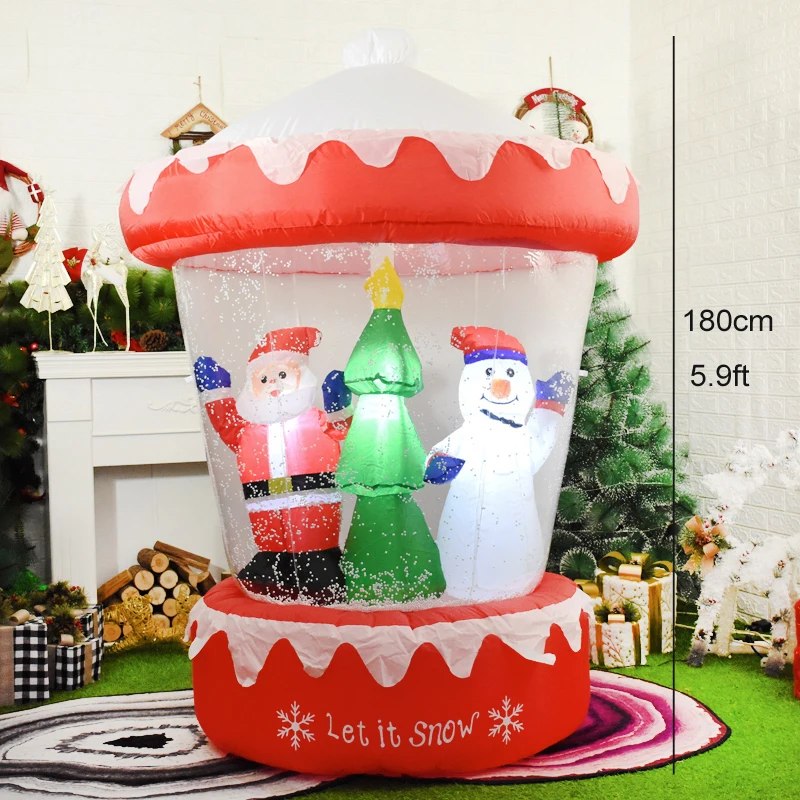 Inflatable Snowball Christmas Decoration for Home Garden Santa Snow Globe Led Li - £107.39 GBP
