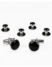 Basic Black with Silver Trim Studs and Cufflinks Set - $17.76 CAD