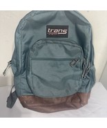 TRANS By JANSPORT Unisex Sage Green Leather Bottom School Backpack Book ... - €19,67 EUR