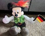 Disney Theme Parks Plush German Mickey Mouse w/ Hidden Mickeys Flag Lede... - $22.72
