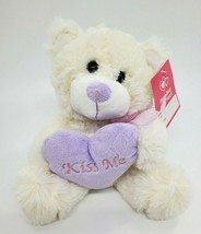 Tom&#39;s Toy Cream Bear Kiss Me Heart Valentine Plush 7&quot; Stuffed Toy New B410 - £7.46 GBP