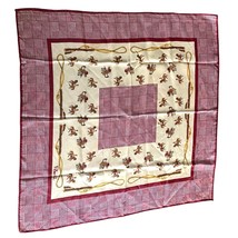Paoli Vintage Equestrian Scarf made in Japan red and cream horse rider p... - $28.70