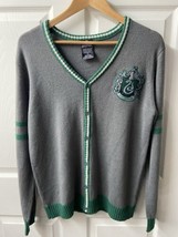 Harry Potter Slytherin House Crest Cardigan Sweater Juniors Large Crest V Neck - $14.84