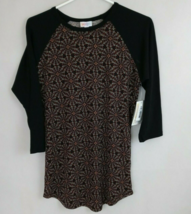 NWT LulaRoe Randy With Geometric Floral Designs &amp; Black Sleeves Size XS - £12.20 GBP