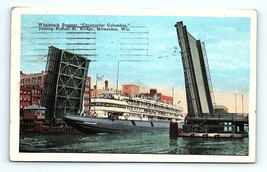 Postcard Waleback Steamer Ship Christopher Columbus Bridge Milwaukee, WI... - £9.49 GBP