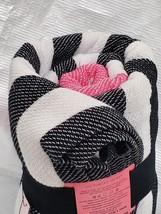 VICTORIA'S SECRET Beach Blanket Black Stripe/ Pink 50" X 60" image 4
