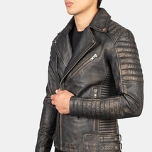 Armand Distressed Brown Leather Biker Jacket - $143.00