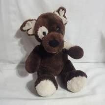 Build A Bear BAB Stuffed Animal Puppy Dog Plush Dark Brown White Spot Eye 10” - £7.69 GBP