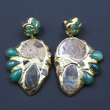 GuaiGuai Jewelry Huge Natural Green Agate Gold Plated Labradorite Tourmalines Ch - £43.58 GBP