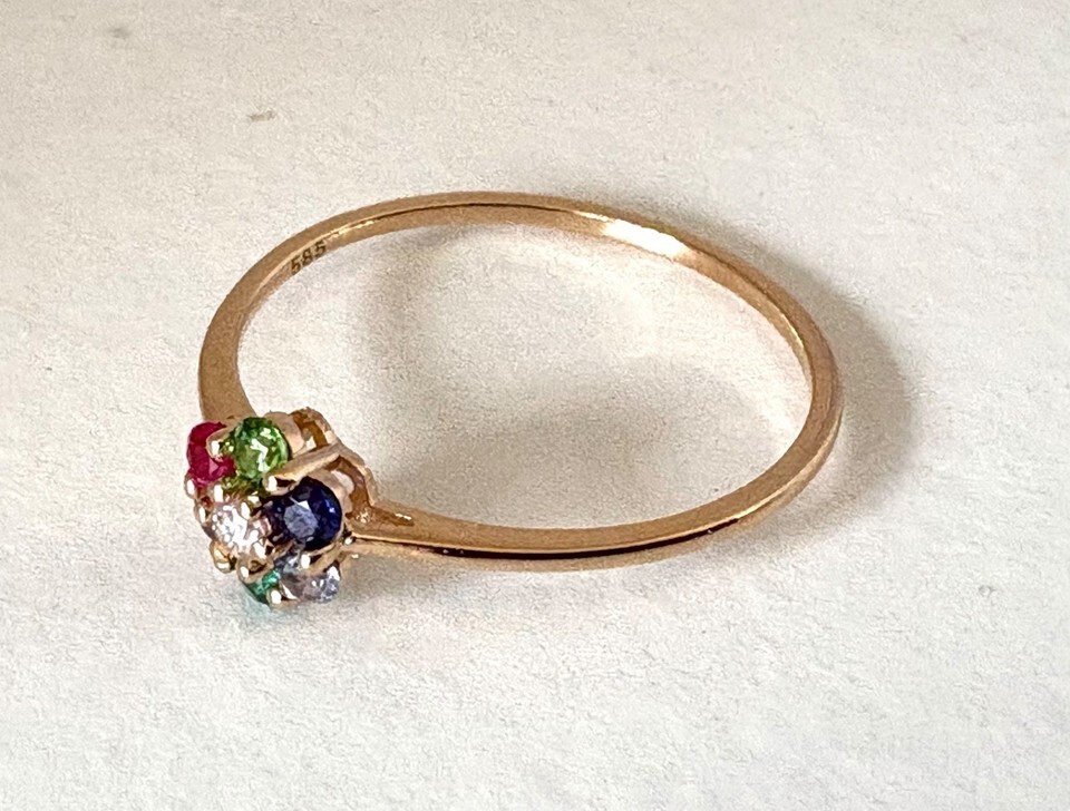 14k Gold flower ring sapphire ruby Amethyst cluster gold ring - stone queen Item image 8