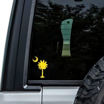 Yellow Palmetto Tree Vinyl Decal Sticker 5&quot; Moon SC South Carolina Custom Truck  - £4.24 GBP