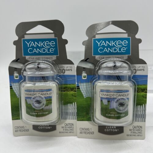 (2) Yankee Candle Clean Cotton Car Jar Ultimate Air Freshener COMBINESHIP - $10.99