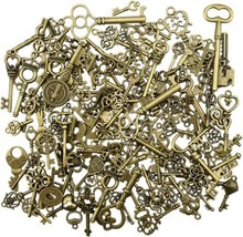 Bulk Skeleton Key Charms Antiqued Bronze Assorted Steampunk Wedding 150pcs  - $29.68