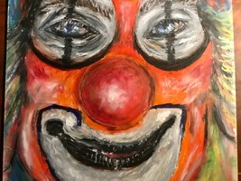 Clown oil pastel painting wall art.Original oil pastel painting.Happy clown pain - £35.97 GBP