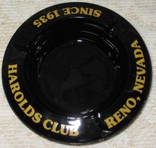 Harolds Club-Reno NV- Black Glass Ashtray Casino Advertising-60&#39;s-70&#39;s - $187.71 MXN