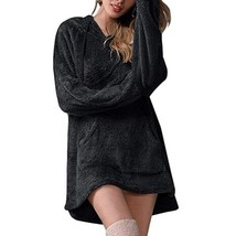 Women Long Sleeve Plush Hoodies Lady Autumn Winter Warm Solid  Hoody Flannel Pul - £54.57 GBP