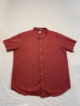 Columbia Regular Fit Short Sleeve Button Down Red Cactus Boat Print Mens... - $11.65
