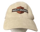 Harley-Davidson Mens Baseball Cap Hat Beige Canvas Embroidered Flex Fit ... - $14.54