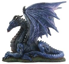 Midnight Black Dragon Laying Down Statue Figurine Medieval Fantasy Decor... - $45.98