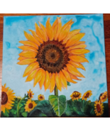 Original Acrylic Painting 14 x 14 Sunflower on Canvas - $90.00