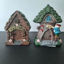Fairy Garden Forest Figurine Set of 2 Enchanted Fairy Cottage Home Rustic Decor - £7.79 GBP
