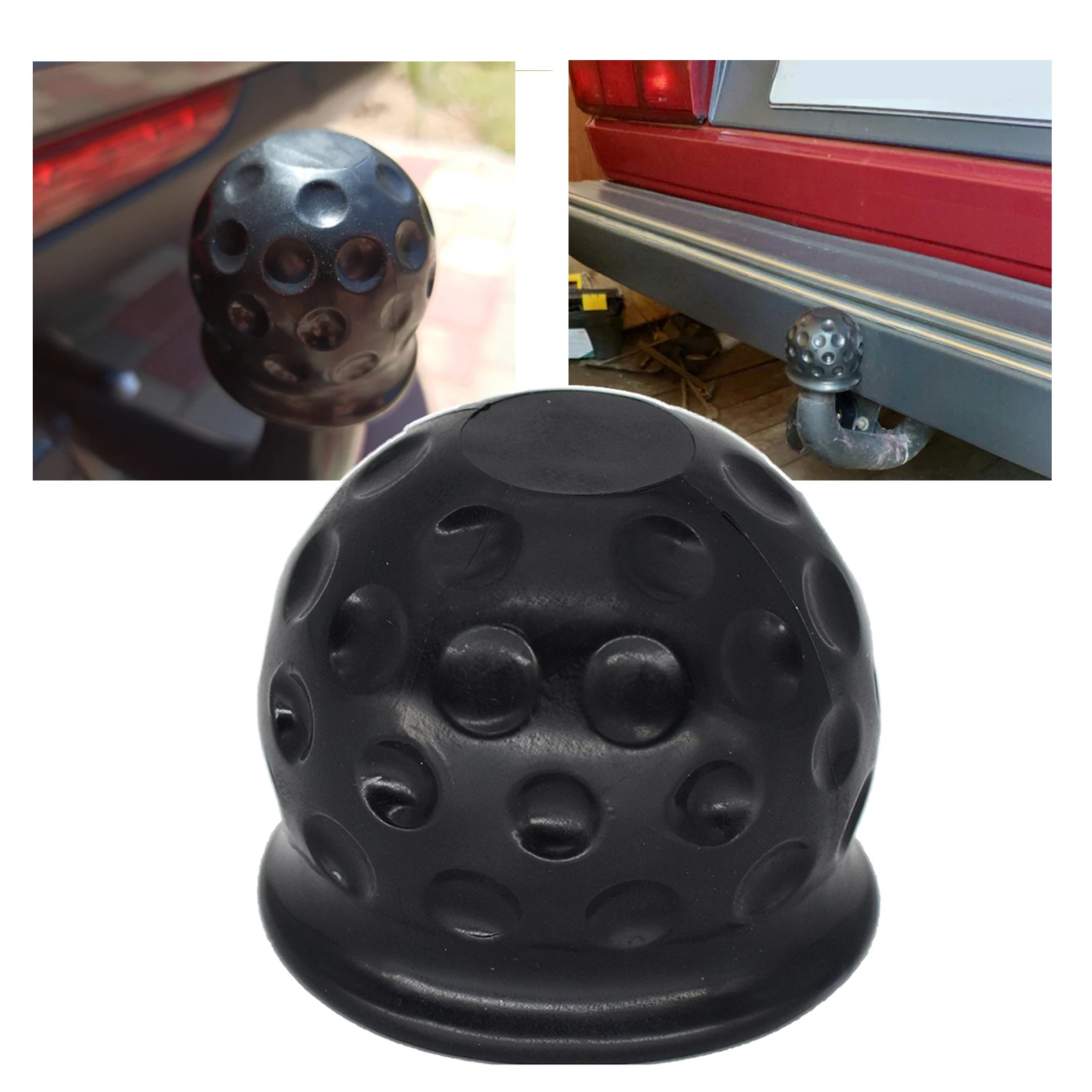 Universal Black Rubber Tow Bar Ball Cover - 50mm, Towing Hitch Cap for Caravan - £10.42 GBP